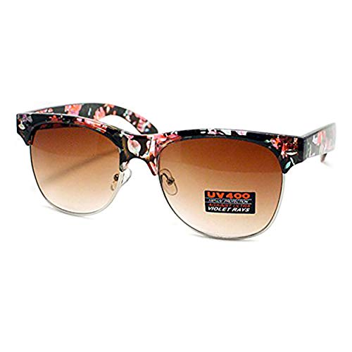 JuicyOrange Flower Floral Print Sunglasses Womens Fashion Square Keyhole Frame