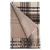 [マコッカ] カシミヤ 100％ リバーシブル マフラー チェックアイボリー 186cm×30cm カシミア 大判 レディース メンズ ユニセックス チェック チェック柄