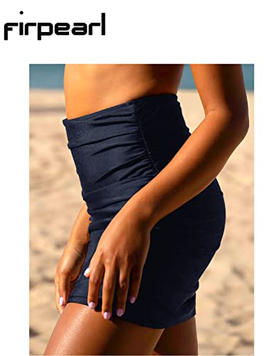 Firpearl Women's Swim Skirt High Waist Bikini Bottom Tummy Control Tankini Swimsuit Bottom Us8 Black #TOP4