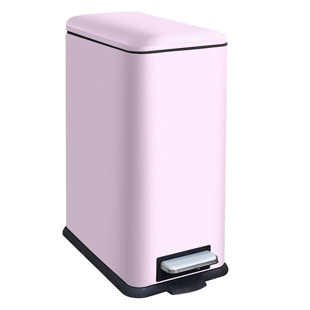 Papelera de cocina - 30 l - Fina - Con pedal - Con tapa - De acero inoxidable - Con cubo interior - Rectangular - Para cocina, baño, dormitorio, oficina - Rosa