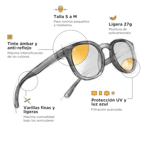 Miniatura 2 de Horus X Urban Casual - Gafas Anti Luz Azul Reposo - Protección Filtro De Protección Luz Azul Anti Uv Pantallas Ordenadores Pc Tablets Smartphones - Hombre Y Mujer Amber