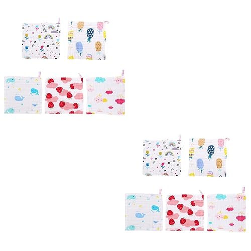 Lurrose 10 Uds Toalla De Cara Toallas De Baño Suaves Pañuelo De Algodón Pañuelo para La Cara Paño De Muselina De Algodón Toalla Cuadrada Pañuelo De Babero De Algodón Toalla De 6 Capas