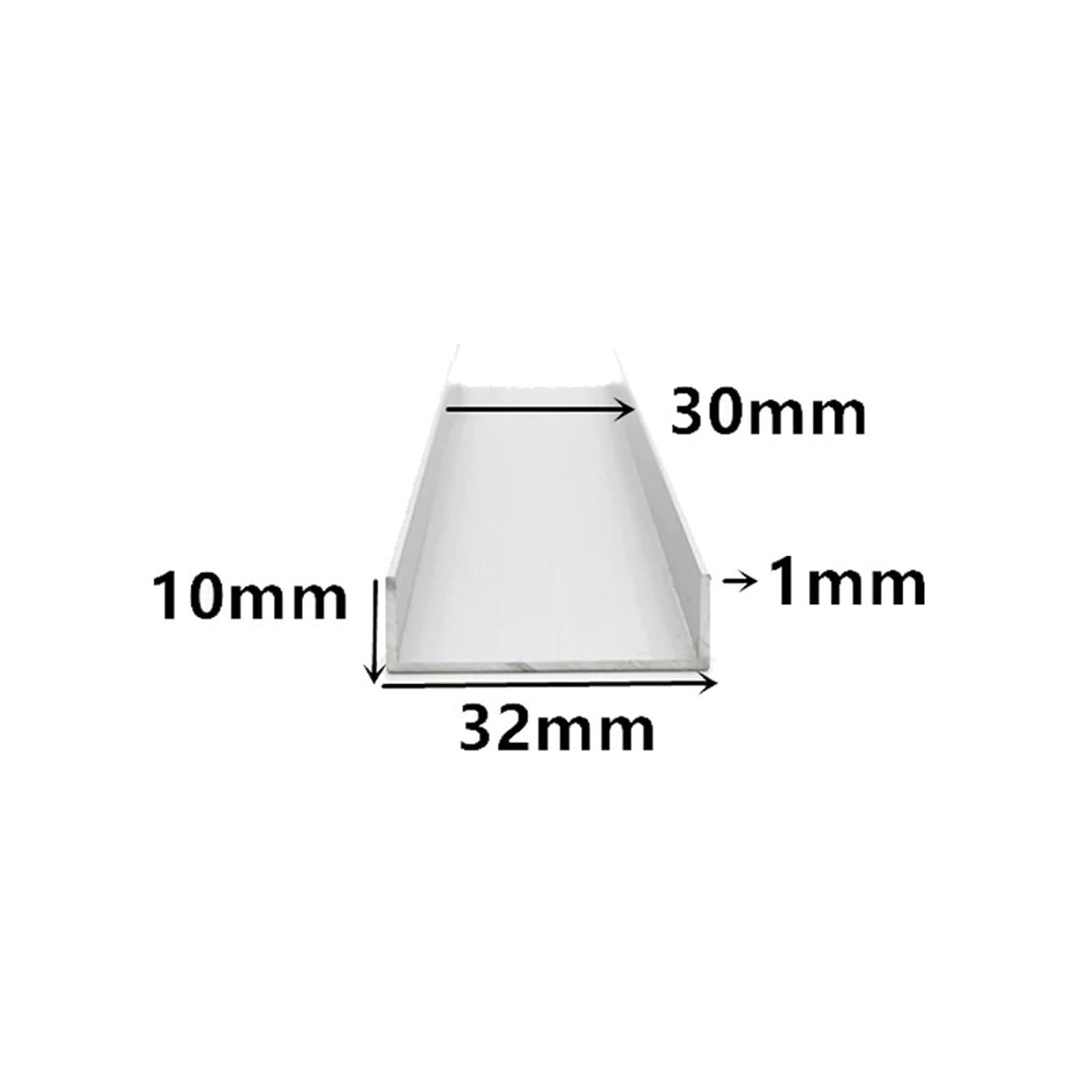Profil aluminiowy w kształcie litery U, profil 32x10x1mm 50cm Długość niestandardowa do szklanej listwy krawędziowej DIY kadrowanie