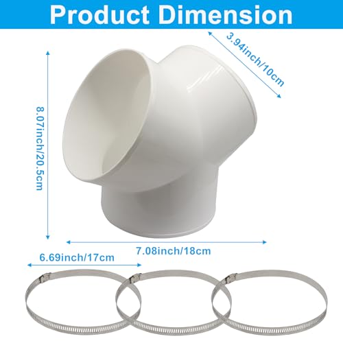 Répartiteur de conduit 15,2 cm pour coupler ventilation et évacuation sèche-linge