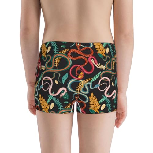 Boys' Cotton Boxer Brief Soft Underwear-Snake And Flower3
