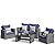 Wisteria Lane 4 Piece Outdoor Patio Furniture Sets, Wicker Conversation Set for Porch Deck, Grey Rattan Sofa Chair with Cushion ?Blue
