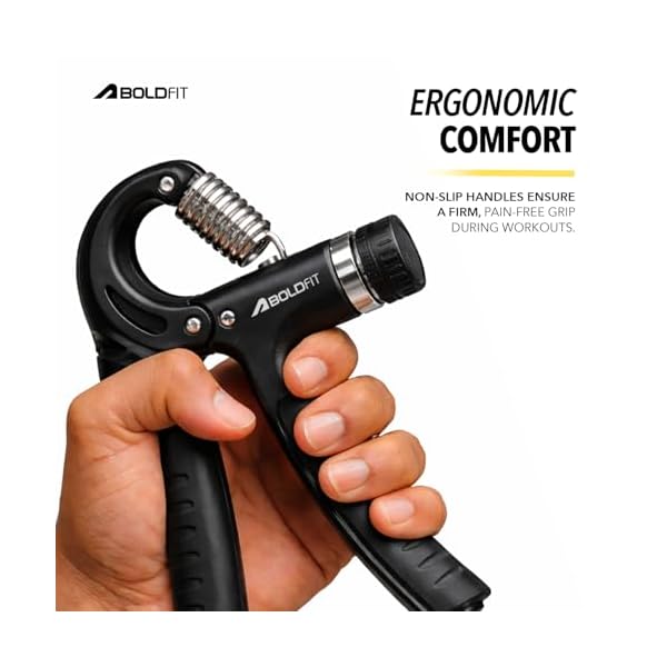 Boldfit Hand Gripper for Men & Women Hand Grip Strengthener for Forearm, Wrist & Finger Workout Fitness Equipment for Home & Gym Training - Black 40Kg - Image 4