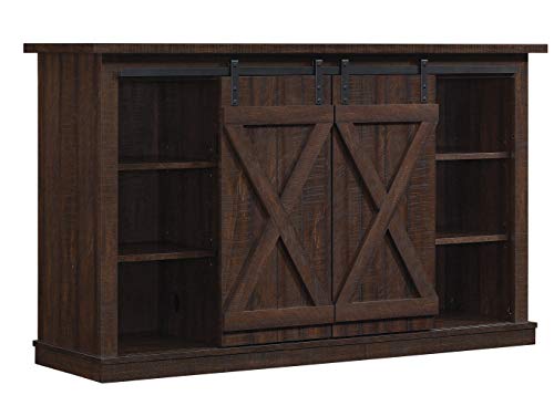 Twin Star Home Sliding Barn Door Tv Stand, Sawcut Espresso #TOP1