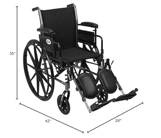 Drive Medical Cruiser III Light Weight Wheelchair with Flip Back Removable Arms, Adjustable Height Desk Arms, Elevating Leg Rests, 18''