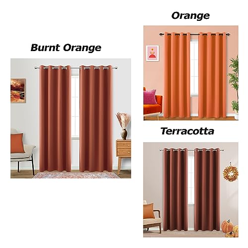 Image of Dusty Burnt Orange Curtains 63 Inch Length for Bedroom 2 Panels Set Blackout Grommet Mid Century Modern Thermal Insulated 70s Curtains for Living Room Window Office Workout Gym 42x63 Inches Long