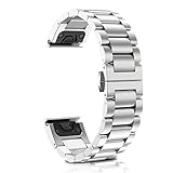 ANCOOL Compatible Garmin Fenix 5 Easy Fit Band 22mm Replacement Stainless Steel Metal Band for Garmin Fenix 5 / 5Plus - Silver