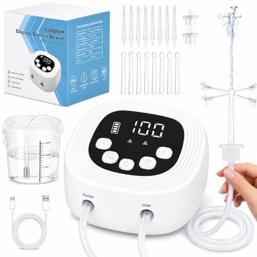 ELZONYX Enema Kit Detox-Enemas for Colon-Cleanse for Women Men Coffee Enema Coffee-Organic Cleanse Kit Electric Water Flow Speed Control with LCD Display Pressure Spray External Water Supply