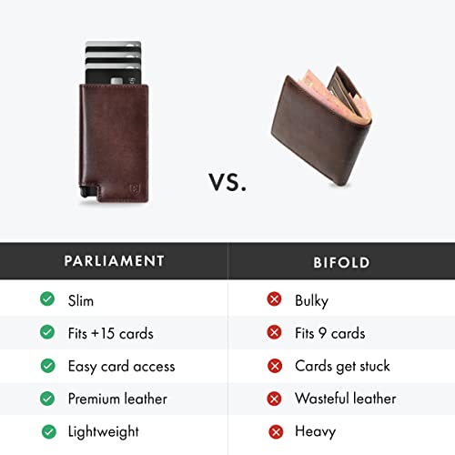 Image of Ekster Parliament - Slim Leather Wallet - RFID Blocking - Quick Card Access (Classic Brown)