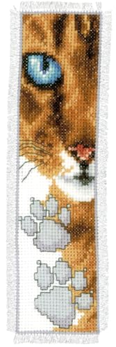Image of Vervaco Cross Stitch Bookmark Kit Cat 2.4 inch x 8 inch