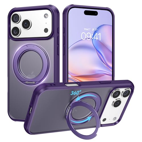 Image of BENTOBEN Magnetic for iPhone 17 Pro Case 2025, Phone Case iPhone 17 Pro with Magsafe Invisible Stand Kickstand Ring Holder Slim Thin Shockproof Bumper Women Men Cover for iPhone 17 Pro 6.3 inch, Purple