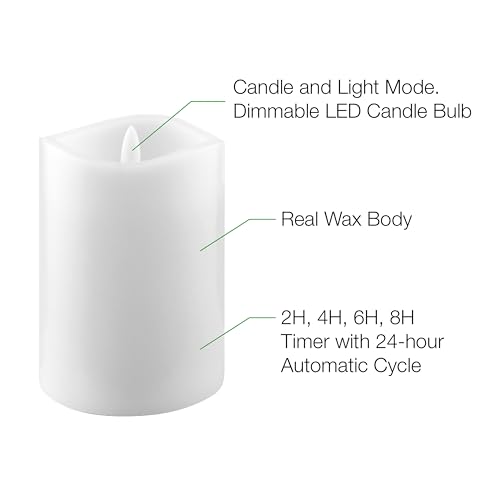 Image of Stonebriar 3 Count White Real Wax 3x4 Flameless LED Pillar Candles with Remote and Timer