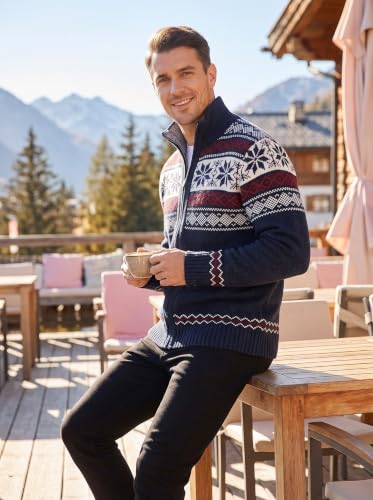 Kedera Nordic Snowflake Stand Collar Zip Cardigan for Men - Image 3