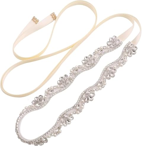 Crystal Bridal Belt Handmade Wedding Sash Plus Size with Rhinestones Pearl Belt for Wedding Dress Gown