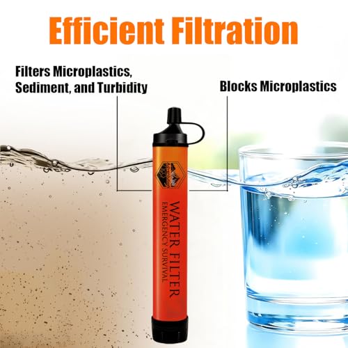 High-Capacity Survival Water Filter Straw Kit with Emergency Whistle, Lightweight Reusable Portable Water Straw for Camping, Hiking, Backpacking & Emergency Preparedness(1 Pack) — view 2