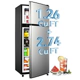 Anypro 4.0 Cu.Ft Fridge with Freezer, Double Door Refrigerator with 6 Level...