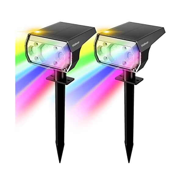 RGB Solar Gartenleuchte,Farbig Solarlampen für Außen, 18 LED IP67 Wasserdicht Solarstrahler für Garten Weg Terrasse Patio Pfad Hof Halloween Weihnachten Deko