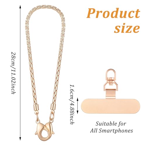 QFGasre Phone Wrist Strap Metal Phone Chain Wristlet Detachable Cellphone Lanyard Wrist with 2 Tether Tab Wristlet Straps for Cases Phones Charm Strap for Women Shopping Traveling Party Walking - image 2