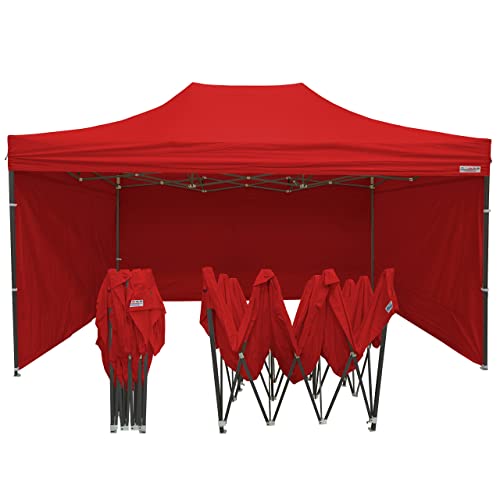France-Barnums - Tonnelle Pliable - Barnum Tente Pliante acier 3mx4,5m rouge avec Pack Côtés
