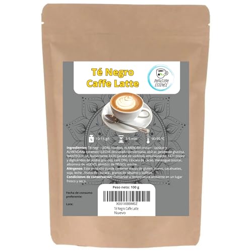 Té Negro Caffe Latte I Té Antioxidante, Energético y Digestivo I Té Negro en Hojas Sueltas (50 tazas) 100 g (Caffe Latte)