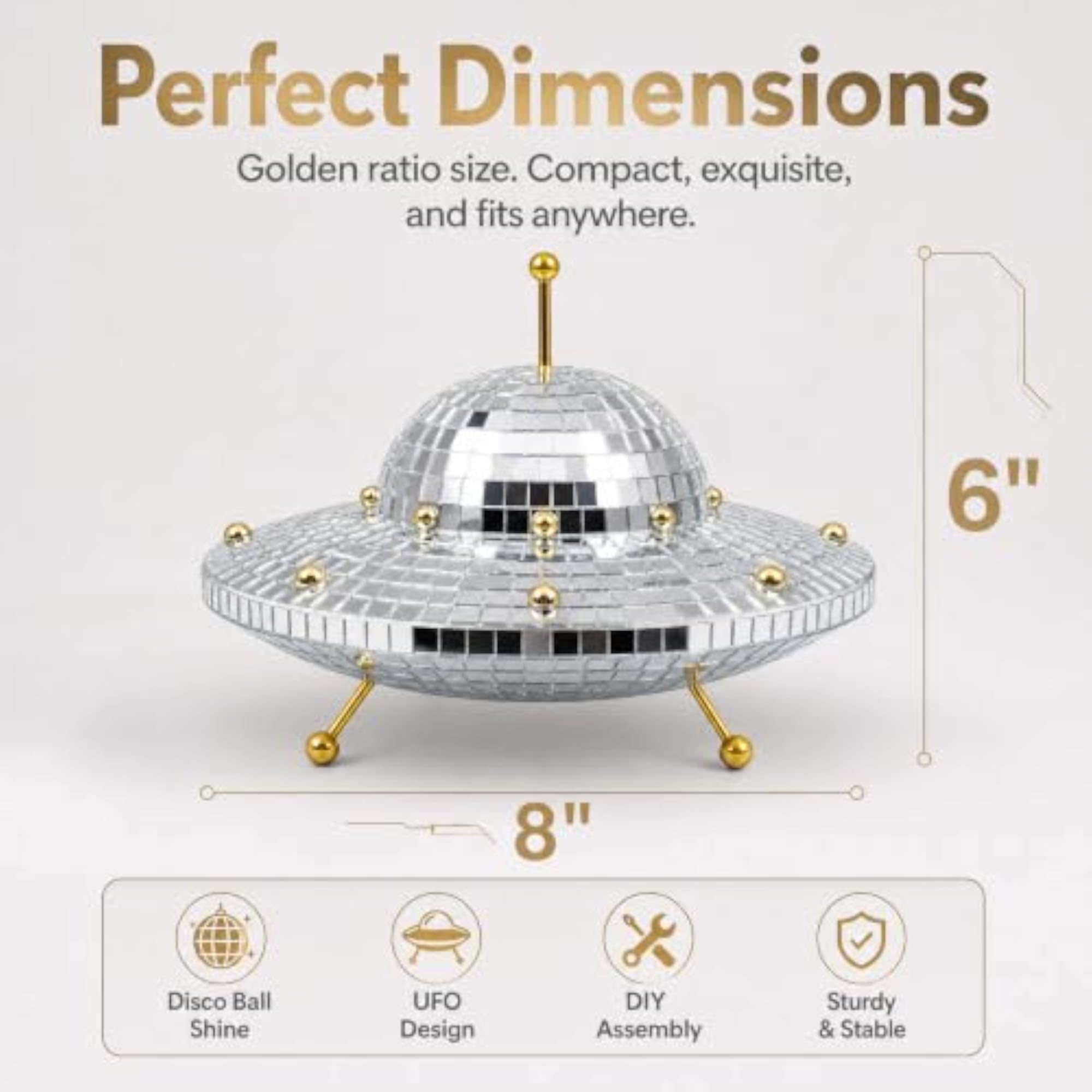 8 Inch Disco Ball UFO Spaceship Decorations