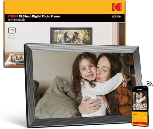 Image of KODAK 15.6 Inch Large WiFi Digital Picture Frame, 1920x1080 FHD Touch Screen Electronic Photo Frame with AI Photo Art, 32GB Storage, 6 Ways Sharing Photos & Videos, for Mom Family
