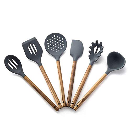 Espátula Utensilios para hornear Utensilios de cocina de silicona Resistente al calor Mango de madera antiadherente Espátula Cuchara Herramientas de cocina Gadget Utensilios de cocina Seguridad