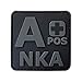 ACU All Black APOS A+ NKA Blood Type No Known Allergies Morale PVC Rubber Fastener Patch