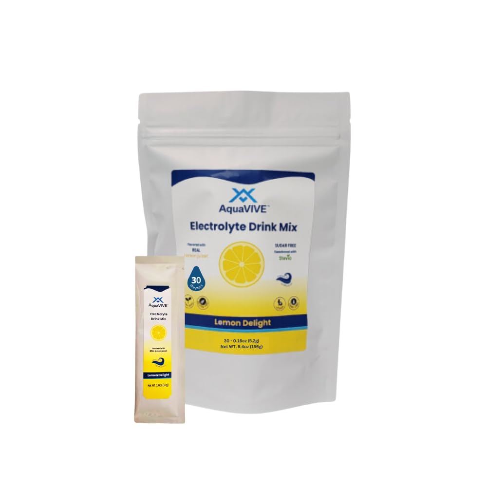Sugar Free Electrolytes Powder - Lemon Delight, Stevia Sweetened, Powered by Sea Minerals, Real Lemon Juice - Low Sodium Electrolyte Powder Packets (30)