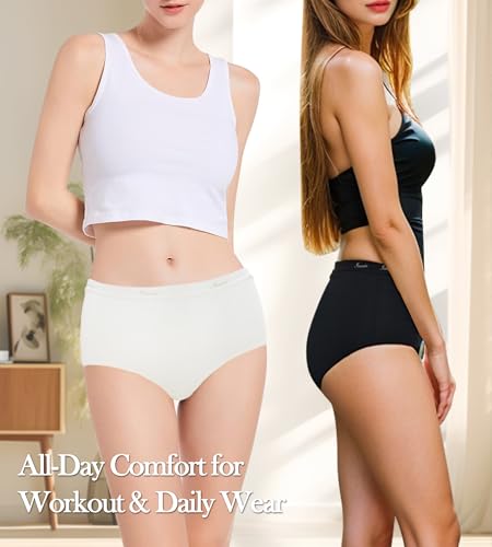 Womens Organic Cotton High Waisted Underwear for Women Ladies Soft Breathable Panties Comfort Briefs 5 Pack3