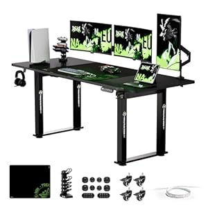 X-Win Electric Height Adjustable Standing Desk, 71″ x 31.5″ Inch 4-Leg Ergonomic Sit to Stand Desk for Home Office, Powerful Dual Motor Work Desk, Carbon Fiber Textured Black