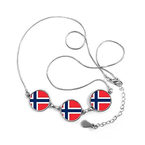 Collier pendentif Norvège rond motif symbole pays Europe