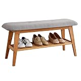 SOBIBO Shoe Entryway Bench, Bamboo Shoe Rack Bench, Organizer with 2 Tier Storage Simple Style Good