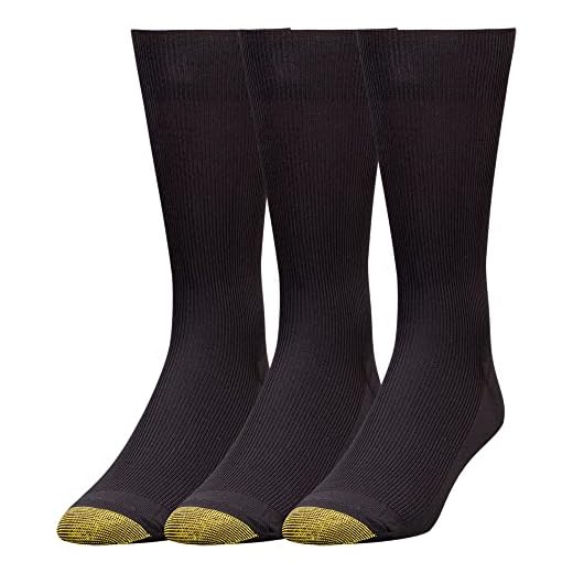 GOLDTOE Men's Metropolitan Crew Dress Socks, 3-Pairs, Black, Shoe Size: 6-12.5