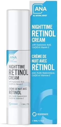 All Natural Advice Nighttime Retinol Cream, Rejuvenating Night Cream and Face Moisturizer with Hyaluronic Acid, CoQ10, Peptides & Organic Botanicals (50 ml)