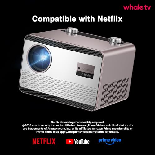 Image of 2000 ANSI Lumens Built-in Streaming App Full HD Smart Projector, HAPPRUN Native 1080P Movie Projector with Auto Focus, WiFi and Bluetooth, 300'' Large screen, Suitable for Home, Outdoor and Indoor | 4K Decoding Smart Movie Projector | WiFi and Bluetooth, Auto Focus & Keystone, Outdoor and Indoor