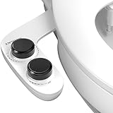 Bidet Attachment for Toilet Sprayer, Self-Cleaning Dual Retractable Nozzles Bidet Spray, Non-Electric Adjustable Water Pressure for Hygienic Rear & Feminine Wash, Easy Installation Ultra-Slim (Black)