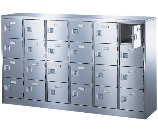 三島精器 扉付 ステンレスシューズボックス 鍵付 6列4段 24人用 BST-SUS6-4WK