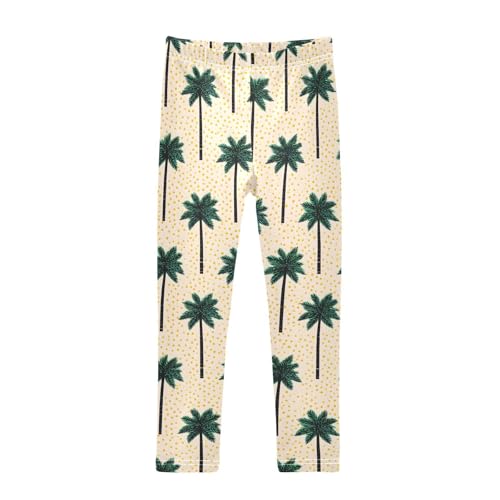 Palm Tree Dot Print Girls Leggings Soft Stretch Workout Yoga Dance Pants for Kids Casual Tights