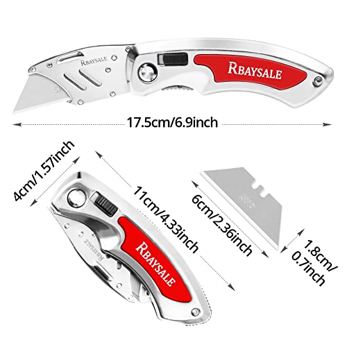 RBAYSALE Utility Knife Folding Heavy Duty Carpet Cutter with 5 SK5 Blades 420 Stainless Steel Retractable Box Cutter with Safety-Lock Design Craft Tradesman Knife 180g 2 RBAYSALE Utility Knife Folding Heavy Duty Carpet Cutter with 5 SK5 Blades 420 Stainless Steel Retractable Box Cutter with Safety-Lock Design Craft Tradesman Knife 180g - Image 2