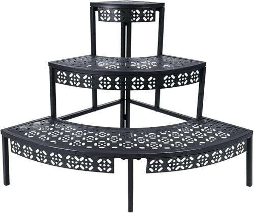 3 Stufen Metall Blumentreppe, Pflanzentreppe Blumenbank...