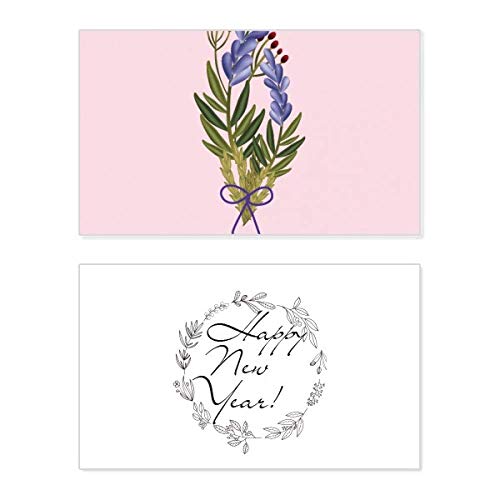 Tarjeta de felicitación de Año Nuevo con lavanda azul para decorar tus cenas familiares