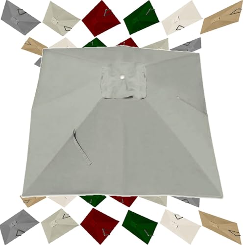 Toldo de repuesto para 4 sombrillas de jardín, funda rectangular para sombrilla para exteriores, tela gris para mesa de mercado, parasol y uso en patio (3 unidades, 10 x 10 pies)