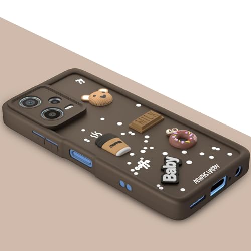 Image of Bintage Ball Bear| Donut| Milk Cake| Baby| Coffee Rubber Case Full Body & Camera Protection Back Cover Compatible for Redmi Note 12 Pro 5G - Brown