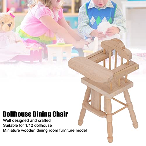 Agatige AGATIGEH1M3685BCW 1/12 Dollhouse Baby Chair, Foldable Miniature Birch Wood Baby Doll High Chair thumb #2