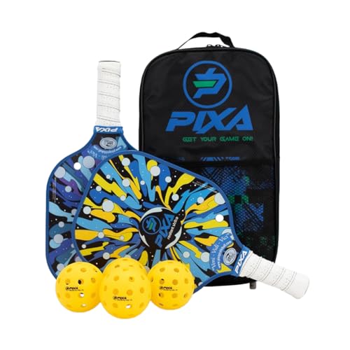 Pickleball Paddles, USAPA Approved Fiberglass Surface Pickleball Set with Pickleball Rackets, Pickleball Paddles Set ​for Men Women 4 Outdoor Balls & Bag &ndash; Radiant Strike by PIXA Pickleball